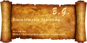 Bacsinszky Gusztáv névjegykártya